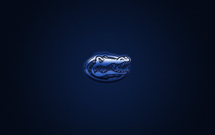 Los Gators de Florida logotipo, American club de f&#250;tbol de la NCAA, logo azul, azul de fibra de carbono de fondo, f&#250;tbol Americano, Gainesville, Florida, estados UNIDOS, Florida Gators de la Universidad de Florida