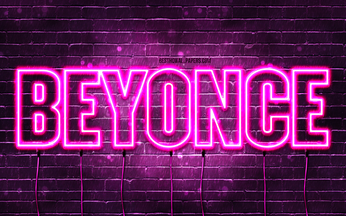 Happy Birthday Beyonce, 4k, pink neon lights, Beyonce name, creative, Beyonce Happy Birthday, Beyonce Birthday, popular french female names, picture with Beyonce name, Beyonce