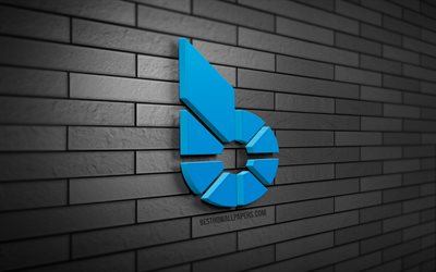 BitShares 3D logo, 4K, gray brickwall, creative, cryptocurrency, BitShares logo, 3D art, BitShares