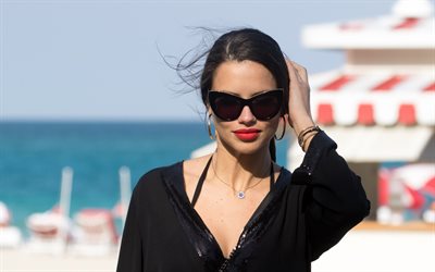 Adriana Lima, Brazilian Fashion Model, portrait, Brazilian star, popular models, photoshoot, black dress