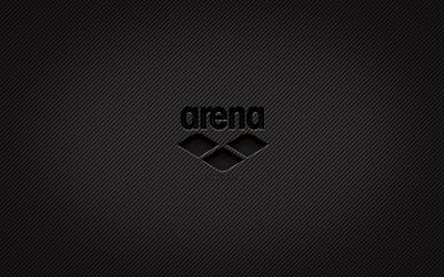 Arena carbon logo, 4k, grunge art, carbon background, creative, Arena black logo, brands, Arena logo, Arena