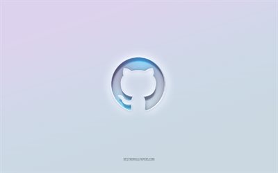 Github logo, cut out 3d text, white background, Github 3d logo, Github emblem, Github, embossed logo, Github 3d emblem