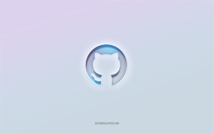 Github logo, cut out 3d text, white background, Github 3d logo, Github emblem, Github, embossed logo, Github 3d emblem