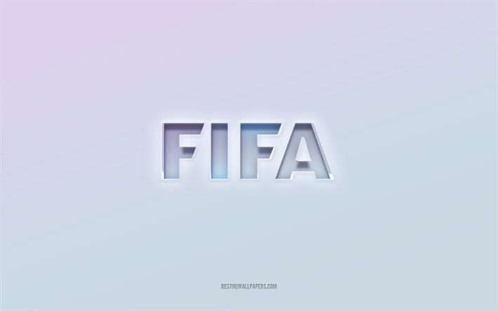 logo fifa, testo 3d ritagliato, sfondo bianco, logo fifa 3d, emblema fifa, fifa, logo in rilievo, emblema fifa 3d