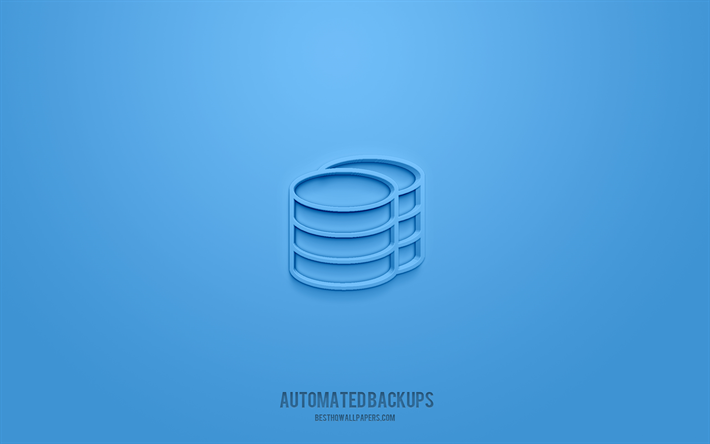Automated backups 3d icon, blue background, 3d symbols, Automated backups, technology icons, 3d icons, Automated backups sign, technology 3d icons