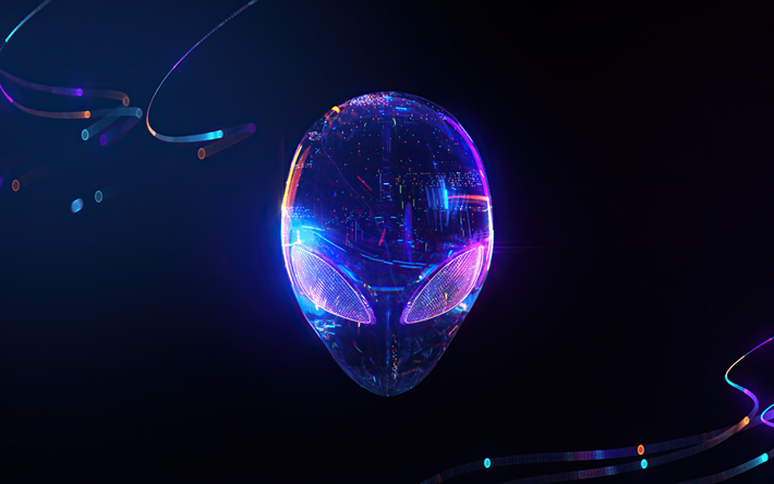 alien head, neon art, luova alien head, alienware, luova taide, alien