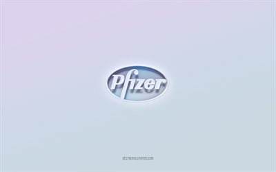 pfizer-logotyp, utskuren 3d-text, vit bakgrund, pfizer 3d-logotyp, pfizer-emblem, pfizer, pr&#228;glad logotyp, pfizer 3d-emblem
