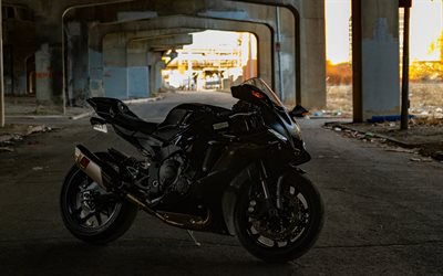 2022, yamaha yzf-r1, vue latérale, sportbike noir, nouveau noir yzf-r1, motos japonaises, yamaha