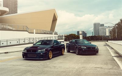 Nissan Skyline GT-R Nismo, R34, black sports cars, Nissan GT-R, tuning GT-R R34, black GT-R, Japanese sports cars, Nissan