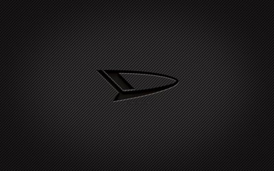daihatsu-carbon-logo, 4k, grunge-kunst, carbon-hintergrund, kreativ, schwarzes daihatsu-logo, automarken, daihatsu-logo, daihatsu