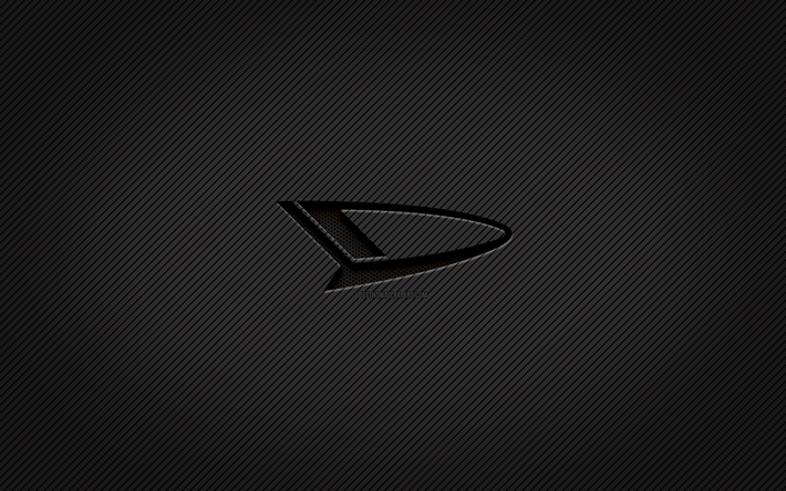 daihatsu logotipo de carbono, 4k, grunge arte, carbono de fundo, criativo, daihatsu logotipo preto, marcas de carros, daihatsu logotipo, daihatsu