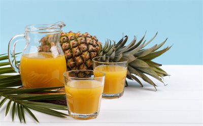 pineapple juice, fruits, pineapples, freshly squeezed pineapple juice, juice in a glass