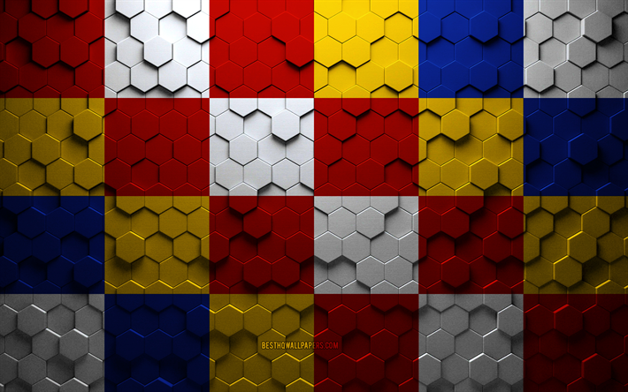 Flag of Antwerp, honeycomb art, Antwerp hexagons flag, Antwerp 3d hexagons art, Antwerp flag