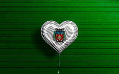 I Love Cubatao, 4k, realistic balloons, green wooden background, Day of Cubatao, brazilian cities, flag of Cubatao, Brazil, balloon with flag, cities of Brazil, Cubatao flag, Cubatao