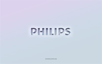philips logotyp, utskuren 3d-text, vit bakgrund, philips 3d-logotyp, philips-emblem, philips, pr&#228;glad logotyp, philips 3d-emblem