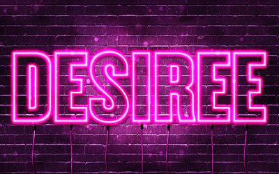 Happy Birthday Desiree, 4k, pink neon lights, Desiree name, creative, Desiree Happy Birthday, Desiree Birthday, popular french female names, picture with Desiree name, Desiree