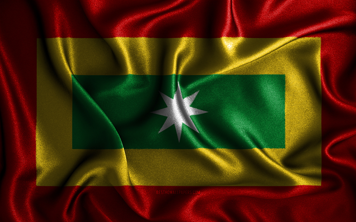 barranquilla bayrağı, 4k, ipek dalgalı bayraklar, kolombiya şehirleri, barranquilla g&#252;n&#252;, kumaş bayraklar, 3d sanat, barranquilla, barranquilla 3d bayrak, kolombiya