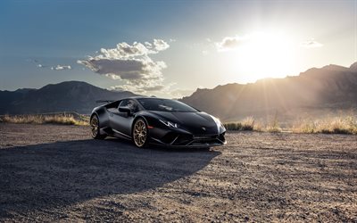 4k, Lamborghini Huracan, front view, exterior, LB724, black Huracan, Huracan tuning, Italian sports cars, Lamborghini