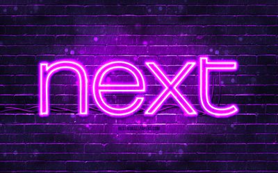 next violet logo, 4k, violet brickwall, next logo, varum&#228;rken, next neon logo, next