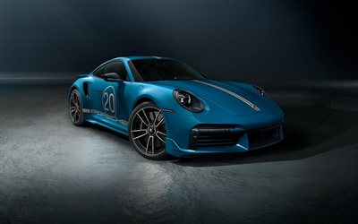 porsche 911 turbo s, vorderansicht, exterieur, blaues sportcoupé, blauer porsche 911, deutsche sportwagen, porsche