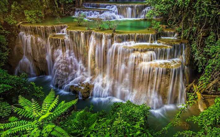 Thailand, jungle, river, waterfalls, beautiful nature, cascades, Asia