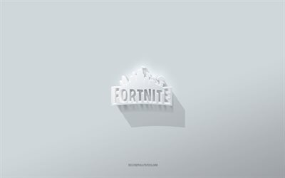 Fortnite logo, white background, Fortnite 3d logo, 3d art, Fortnite, 3d Fortnite emblem, creative art, Fortnite emblem