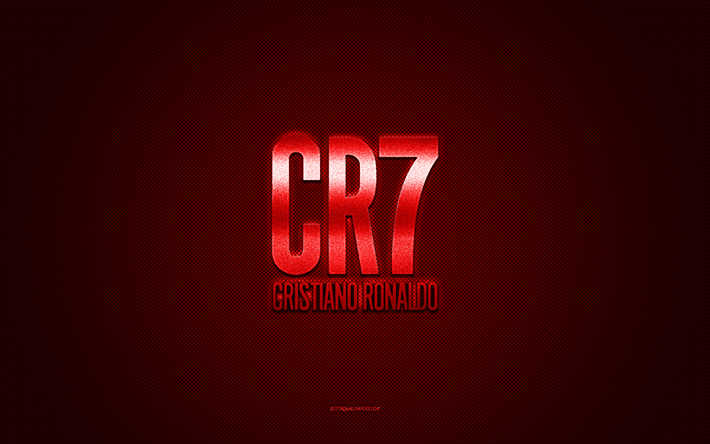 cr7-logo, rotes gl&#228;nzendes logo, cr7-metallemblem, rote kohlefaserstruktur, cr7, cristiano ronaldo, marken, kreative kunst, cr7-emblem, cristiano ronaldo-logo