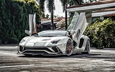 4k, Lamborghini Aventador, LP700-4, front view, supercar, white Aventador, Aventador tuning, Italian supercars, sports cars, Lamborghini