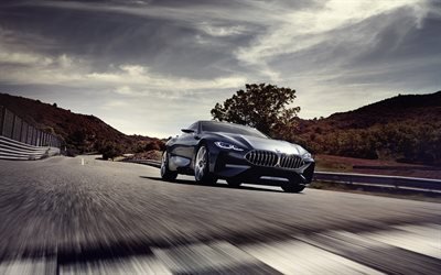 BMW S&#233;rie 8-Concept, 2017, voitures neuves, voitures allemandes, BMW 8, Route, vue de face