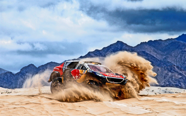 Rallye Dakar, le d&#233;sert, la Peugeot 2008 DKR, Red Bull, Dakar, SUV