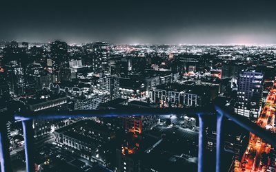 Los Angeles, natt byggnader, 4k, Amerika, USA