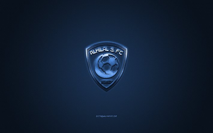 Al Hilal SFC, Saudi football club, SPL, blue logo, blue carbon fiber background, Saudi Professional League, football, Harmah, Saudi Arabia, Al Hilal SFC logo