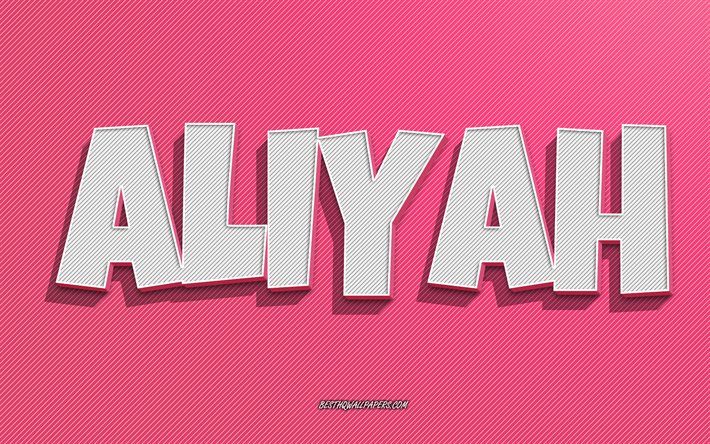Aliyah, rosa linjer bakgrund, bakgrundsbilder med namn, Aliyah namn, kvinnliga namn, Aliyah gratulationskort, konturteckningar, bild med Aliyah namn