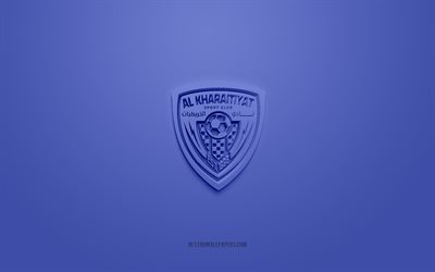 Al Kharaitiyat SC, creative 3D logo, blue background, Qatar Stars League, 3d emblem, QSL, Qatar Football Club, Doha, Qatar, 3d art, football, Al Kharaitiyat SC 3d logo