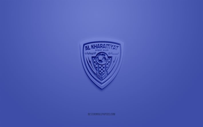 Al Kharaitiyat SC, logo 3D cr&#233;atif, fond bleu, Qatar Stars League, embl&#232;me 3d, QSL, Qatar Football Club, Doha, Qatar, art 3d, football, logo Al Kharaitiyat SC 3d