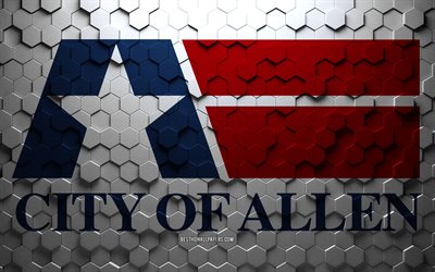 Bandeira de allen, texas, arte em favo de mel, bandeira de hex&#225;gonos de allen, allen, arte de hex&#225;gonos zd, bandeira de allen