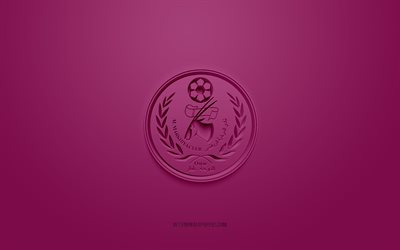 Al-Markhiya SC, creative 3D logo, burgundy background, Qatar Stars League, 3d emblem, QSL, Qatar Football Club, Doha, Qatar, 3d art, football, Al-Markhiya SC 3d logo