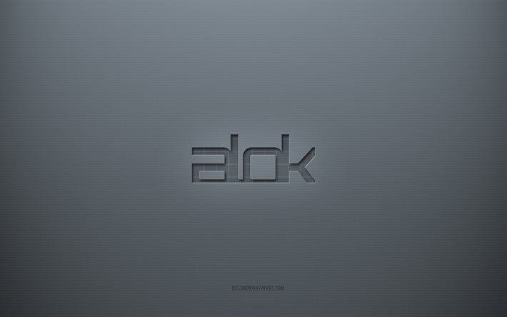 Alokのロゴ, 灰色の創造的な背景, Alokエンブレム, 灰色の紙の質感, 私は大丈夫です, 灰色の背景, Alok3dロゴ
