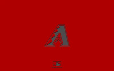 arizona diamondbacks, roter hintergrund, amerikanisches baseballteam, arizona diamondbacks-emblem, mlb, phoenix, arizona, usa, baseball, arizona diamondbacks-logo