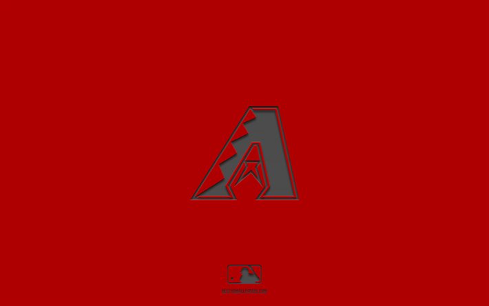 arizona diamondbacks, roter hintergrund, amerikanisches baseballteam, arizona diamondbacks-emblem, mlb, phoenix, arizona, usa, baseball, arizona diamondbacks-logo