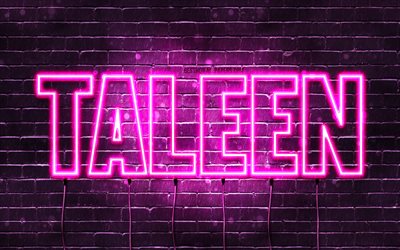Taleen, 4k, wallpapers with names, female names, Taleen name, purple neon lights, Happy Birthday Taleen, popular arabic female names, picture with Taleen name