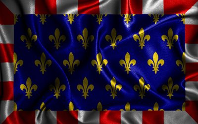 Bandeira da Touraine, 4k, bandeiras onduladas de seda, prov&#237;ncias francesas, bandeiras de tecido, Dia da Touraine, arte 3D, Touraine, Europa, Prov&#237;ncias da Fran&#231;a, Bandeira da Touraine 3D, Fran&#231;a