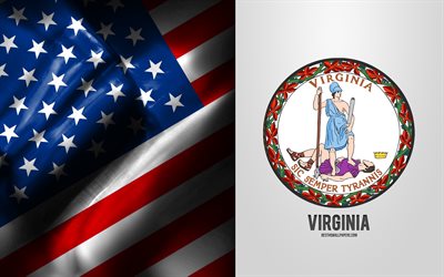 siegel von virginia, usa-flagge, virginia-emblem, virginia-wappen, virginia-abzeichen, amerikanische flagge, virginia, usa