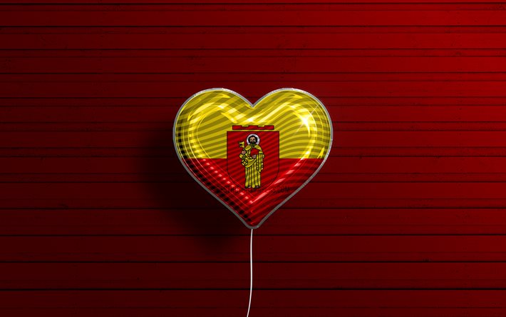 I Love Trier, 4k, palloncini realistici, rosso in legno, sfondo, citt&#224; tedesche, bandiera di Treviri, Germania, palloncino con bandiera, Treviri, Giorno di Treviri