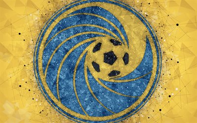سنترال كوست مارينرز FC, 4k, شعار, الهندسية الفنية, الأسترالي لكرة القدم, خلفية صفراء, الدوري, غوسفورد, أستراليا, كرة القدم