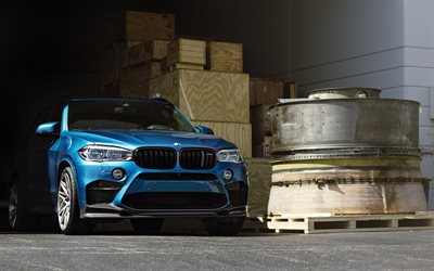 BMW X5M, F15, 2018, front view, luxury tuning X5, new blue X5, German cars, BMW