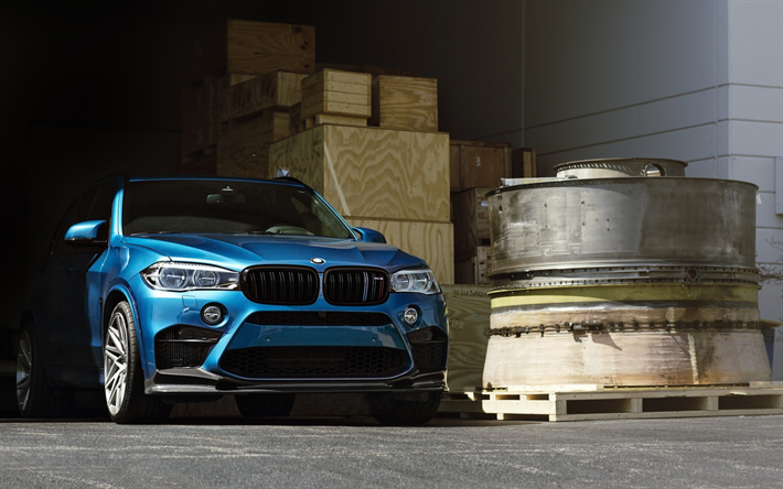 BMW X5M, F15, 2018, vista frontal, luxo ajuste X5, novo azul X5, Carros alem&#227;es, BMW