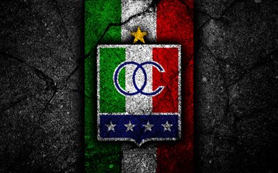 Once Caldas FC, 4k, logo, Kolumbian football club, musta kivi, Ensimm&#228;inen Luokka, Once Caldas, Kolumbia, jalkapallo, Liga Aguila, asfaltti rakenne, FC Once Caldas