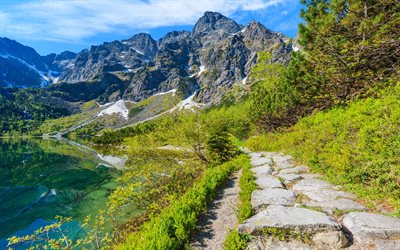 Morskie Oko, 4k, lago de monta&#241;a, verano, Tatras, paisaje de monta&#241;a, Polonia, los C&#225;rpatos