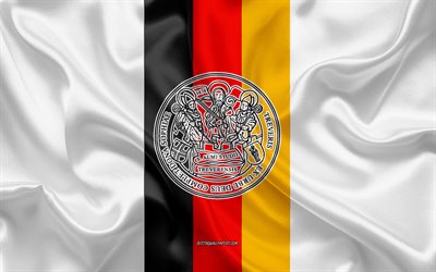 universit&#228;t trier emblem, deutsche flagge, logo der universit&#228;t trier, trier, deutschland, universit&#228;t trier